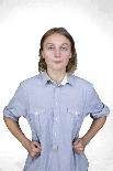 Portrait of Teenage Girl (16-17) on White Background-Bojan Brecelj-Photographic Print