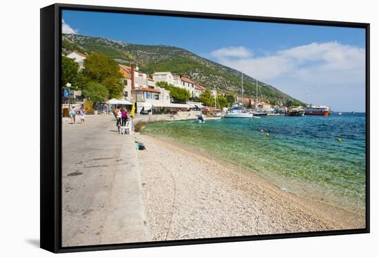 Bol Town and the Crystal Clear Adriatic Sea, Brac Island, Dalmatian Coast, Croatia, Europe-Matthew Williams-Ellis-Framed Stretched Canvas