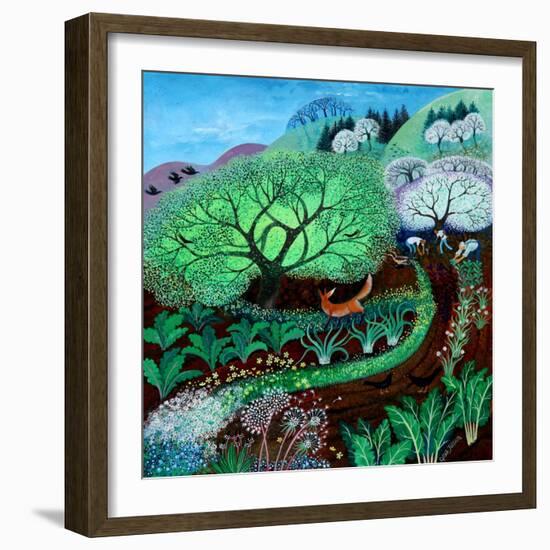 Bold Fox,2021,(acrylics on paper)-Lisa Graa Jensen-Framed Giclee Print