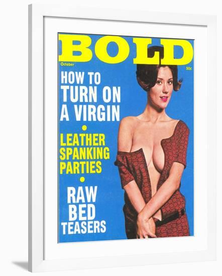 Bold, Lurid Magazine Cover with Cheesecake-null-Framed Art Print