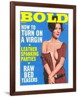 Bold, Lurid Magazine Cover with Cheesecake-null-Framed Art Print