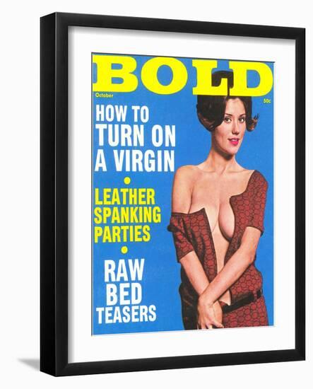 Bold, Lurid Magazine Cover with Cheesecake-null-Framed Art Print