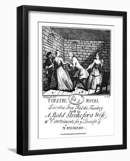 Bold Stroke for a Wife - illustrated ticket by William Hogarth-William Hogarth-Framed Giclee Print