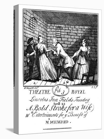 Bold Stroke for a Wife - illustrated ticket by William Hogarth-William Hogarth-Stretched Canvas