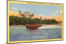 Boldt Castle, Speedboat, Thousand Islands, New York-null-Mounted Art Print
