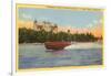 Boldt Castle, Speedboat, Thousand Islands, New York-null-Framed Art Print