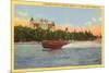 Boldt Castle, Speedboat, Thousand Islands, New York-null-Mounted Art Print