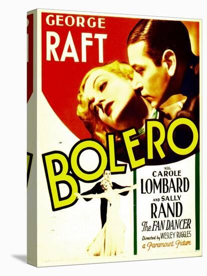 Bolero, Carole Lombard, George Raft on midget window card, 1934-null-Stretched Canvas