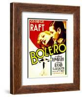 Bolero, Carole Lombard, George Raft on midget window card, 1934-null-Framed Art Print