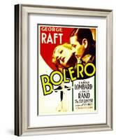 Bolero, Carole Lombard, George Raft on midget window card, 1934-null-Framed Art Print