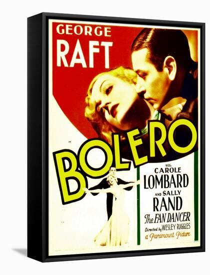 Bolero, Carole Lombard, George Raft on midget window card, 1934-null-Framed Stretched Canvas