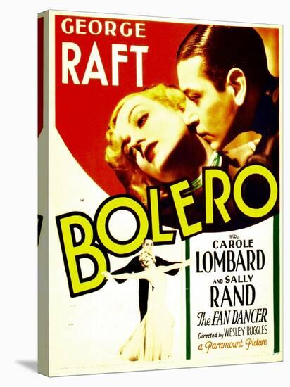 Bolero, Carole Lombard, George Raft on midget window card, 1934-null-Stretched Canvas