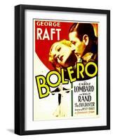 Bolero, Carole Lombard, George Raft on midget window card, 1934-null-Framed Art Print