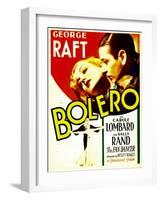 Bolero, Carole Lombard, George Raft on midget window card, 1934-null-Framed Art Print