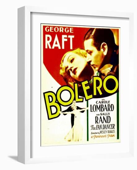 Bolero, Carole Lombard, George Raft on midget window card, 1934-null-Framed Art Print