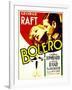 Bolero, Carole Lombard, George Raft on midget window card, 1934-null-Framed Art Print