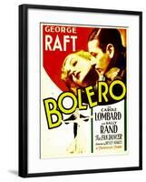 Bolero, Carole Lombard, George Raft on midget window card, 1934-null-Framed Art Print