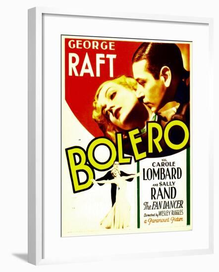 Bolero, Carole Lombard, George Raft on midget window card, 1934-null-Framed Art Print