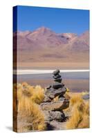 Bolivia, Antiplano - Canapa Lake - Cairn (Quechuan Shrine to the Indigenous Inca Goddess Pachamama)-Elzbieta Sekowska-Stretched Canvas