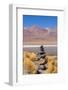 Bolivia, Antiplano - Canapa Lake - Cairn (Quechuan Shrine to the Indigenous Inca Goddess Pachamama)-Elzbieta Sekowska-Framed Photographic Print