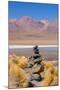 Bolivia, Antiplano - Canapa Lake - Cairn (Quechuan Shrine to the Indigenous Inca Goddess Pachamama)-Elzbieta Sekowska-Mounted Photographic Print