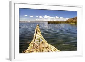 Bolivia, Lake Titicaca, Reed Boat of Uros Floating Reed Islands of Lake Titicaca-Kymri Wilt-Framed Photographic Print