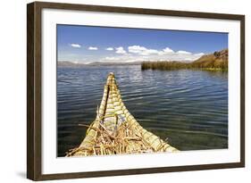 Bolivia, Lake Titicaca, Reed Boat of Uros Floating Reed Islands of Lake Titicaca-Kymri Wilt-Framed Photographic Print