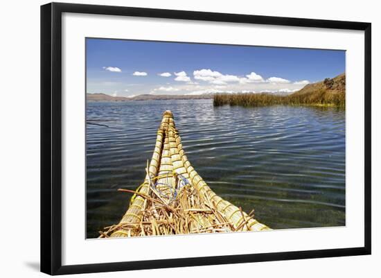 Bolivia, Lake Titicaca, Reed Boat of Uros Floating Reed Islands of Lake Titicaca-Kymri Wilt-Framed Photographic Print