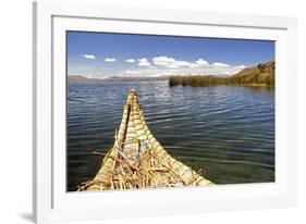 Bolivia, Lake Titicaca, Reed Boat of Uros Floating Reed Islands of Lake Titicaca-Kymri Wilt-Framed Photographic Print