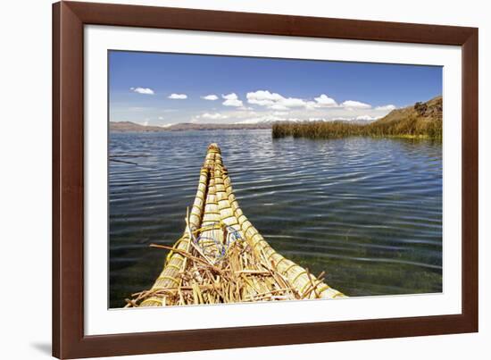 Bolivia, Lake Titicaca, Reed Boat of Uros Floating Reed Islands of Lake Titicaca-Kymri Wilt-Framed Photographic Print