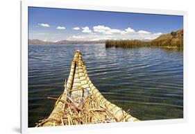 Bolivia, Lake Titicaca, Reed Boat of Uros Floating Reed Islands of Lake Titicaca-Kymri Wilt-Framed Photographic Print