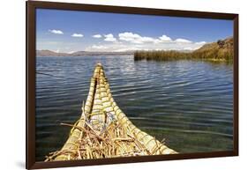 Bolivia, Lake Titicaca, Reed Boat of Uros Floating Reed Islands of Lake Titicaca-Kymri Wilt-Framed Photographic Print