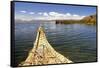 Bolivia, Lake Titicaca, Reed Boat of Uros Floating Reed Islands of Lake Titicaca-Kymri Wilt-Framed Stretched Canvas