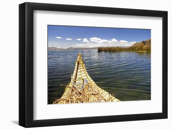 Bolivia, Lake Titicaca, Reed Boat of Uros Floating Reed Islands of Lake Titicaca-Kymri Wilt-Framed Photographic Print