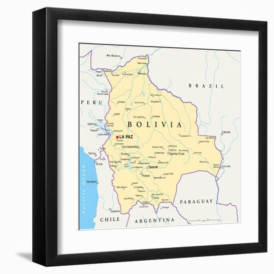 Bolivia Political Map-Peter Hermes Furian-Framed Art Print