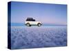 Bolivia, Potosi Department, Daniel Campos Province, White Toyota Landcruiser on the Salar de Uyuni,-Karol Kozlowski-Stretched Canvas