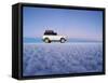 Bolivia, Potosi Department, Daniel Campos Province, White Toyota Landcruiser on the Salar de Uyuni,-Karol Kozlowski-Framed Stretched Canvas