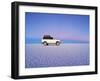 Bolivia, Potosi Department, Daniel Campos Province, White Toyota Landcruiser on the Salar de Uyuni,-Karol Kozlowski-Framed Photographic Print