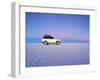 Bolivia, Potosi Department, Daniel Campos Province, White Toyota Landcruiser on the Salar de Uyuni,-Karol Kozlowski-Framed Photographic Print