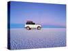 Bolivia, Potosi Department, Daniel Campos Province, White Toyota Landcruiser on the Salar de Uyuni,-Karol Kozlowski-Stretched Canvas