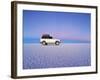 Bolivia, Potosi Department, Daniel Campos Province, White Toyota Landcruiser on the Salar de Uyuni,-Karol Kozlowski-Framed Photographic Print