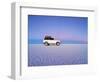 Bolivia, Potosi Department, Daniel Campos Province, White Toyota Landcruiser on the Salar de Uyuni,-Karol Kozlowski-Framed Photographic Print