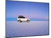 Bolivia, Potosi Department, Daniel Campos Province, White Toyota Landcruiser on the Salar de Uyuni,-Karol Kozlowski-Mounted Photographic Print