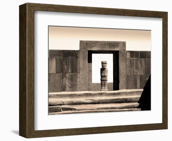 Bolivia, Tiahuanaco Ruins, Ponce Monolith Statue, Temple Gateway, Kalasasya Courtyard-John Coletti-Framed Photographic Print