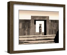 Bolivia, Tiahuanaco Ruins, Ponce Monolith Statue, Temple Gateway, Kalasasya Courtyard-John Coletti-Framed Photographic Print