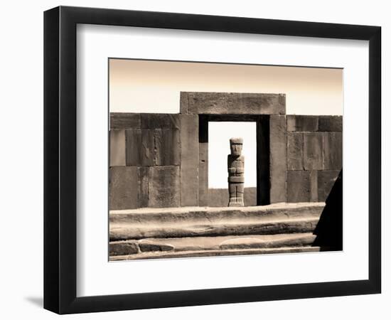 Bolivia, Tiahuanaco Ruins, Ponce Monolith Statue, Temple Gateway, Kalasasya Courtyard-John Coletti-Framed Photographic Print