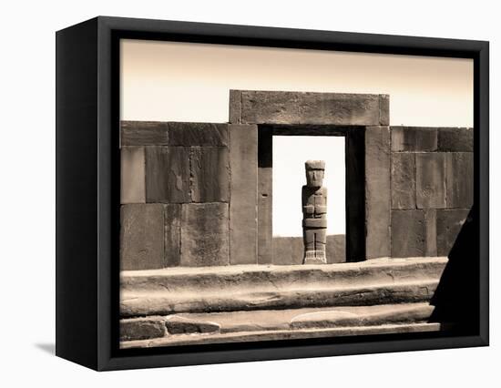 Bolivia, Tiahuanaco Ruins, Ponce Monolith Statue, Temple Gateway, Kalasasya Courtyard-John Coletti-Framed Stretched Canvas