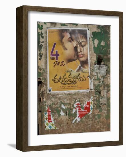 Bollywood Movie Poster on Wall, Hospet, Karnataka, India, Asia-Annie Owen-Framed Photographic Print