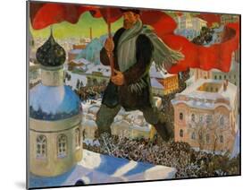 Bolshevik. Oil on canvas (1920).-Boris Mikhailovich Kustodiev-Mounted Giclee Print