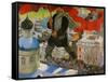 Bolshevik. Oil on canvas (1920).-Boris Mikhailovich Kustodiev-Framed Stretched Canvas